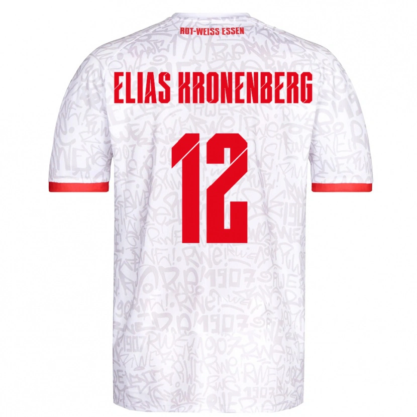Danxen Kinderen Sebastian Elias Kronenberg #12 Wit Rood Thuisshirt Thuistenue 2025/26 T-Shirt
