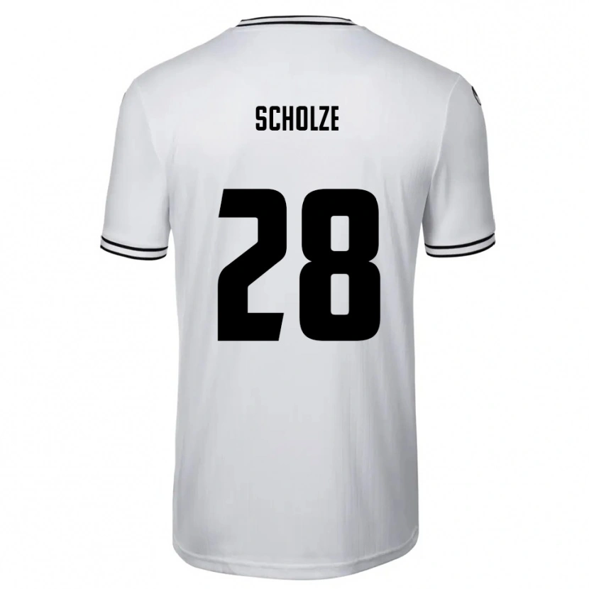 Danxen Kinderen Max Scholze #28 Wit Zwart Thuisshirt Thuistenue 2025/26 T-Shirt