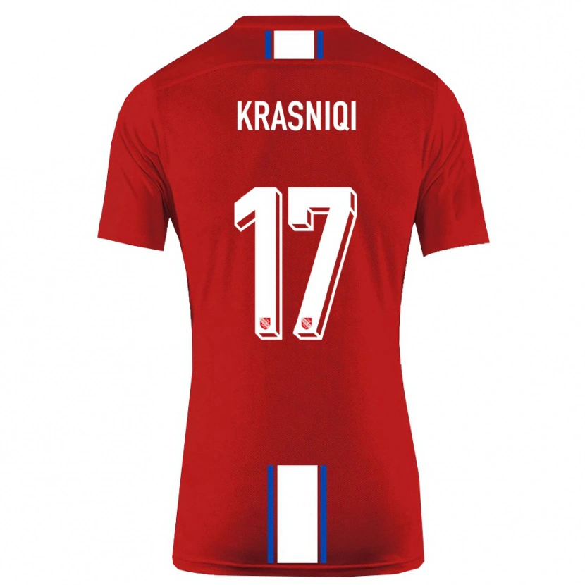 Danxen Kinderen Ermal Krasniqi #17 Rood Wit Thuisshirt Thuistenue 2025/26 T-Shirt