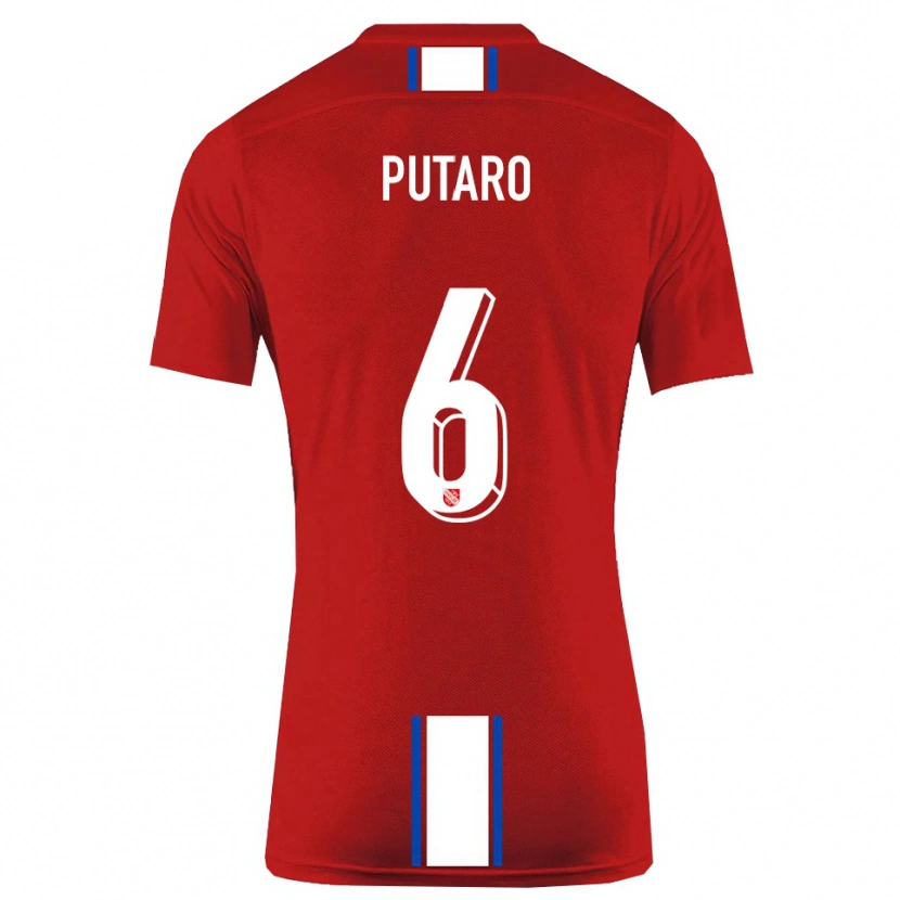 Danxen Kinderen Luca Putaro #6 Rood Wit Thuisshirt Thuistenue 2025/26 T-Shirt