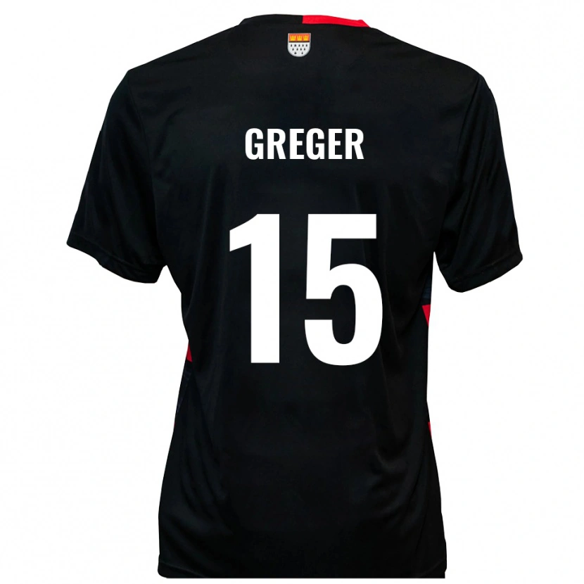 Danxen Kinderen Christoph Greger #15 Zwart Rood Thuisshirt Thuistenue 2025/26 T-Shirt