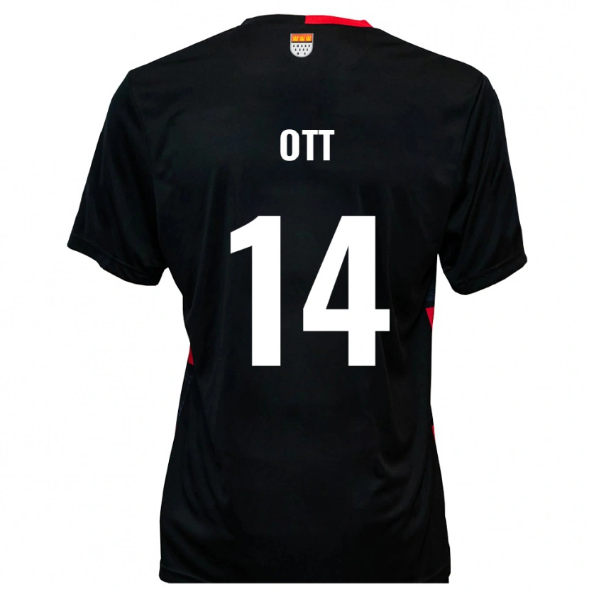 Danxen Kinderen Raphael Ott #14 Zwart Rood Thuisshirt Thuistenue 2025/26 T-Shirt