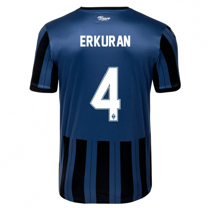 Danxen Kinderen Emirhan Erkuran #4 Blauw Grijs Zwart Thuisshirt Thuistenue 2025/26 T-Shirt