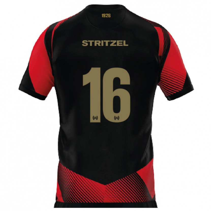 Danxen Kinderen Florian Stritzel #16 Zwart Rood Thuisshirt Thuistenue 2025/26 T-Shirt