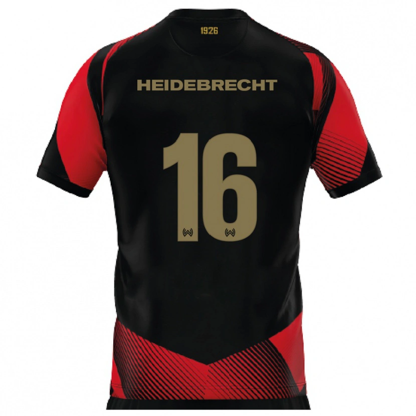 Danxen Kinderen Elias Heidebrecht #16 Zwart Rood Thuisshirt Thuistenue 2025/26 T-Shirt