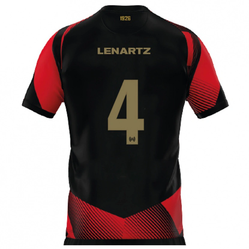 Danxen Kinderen Oskar Lenartz #4 Zwart Rood Thuisshirt Thuistenue 2025/26 T-Shirt