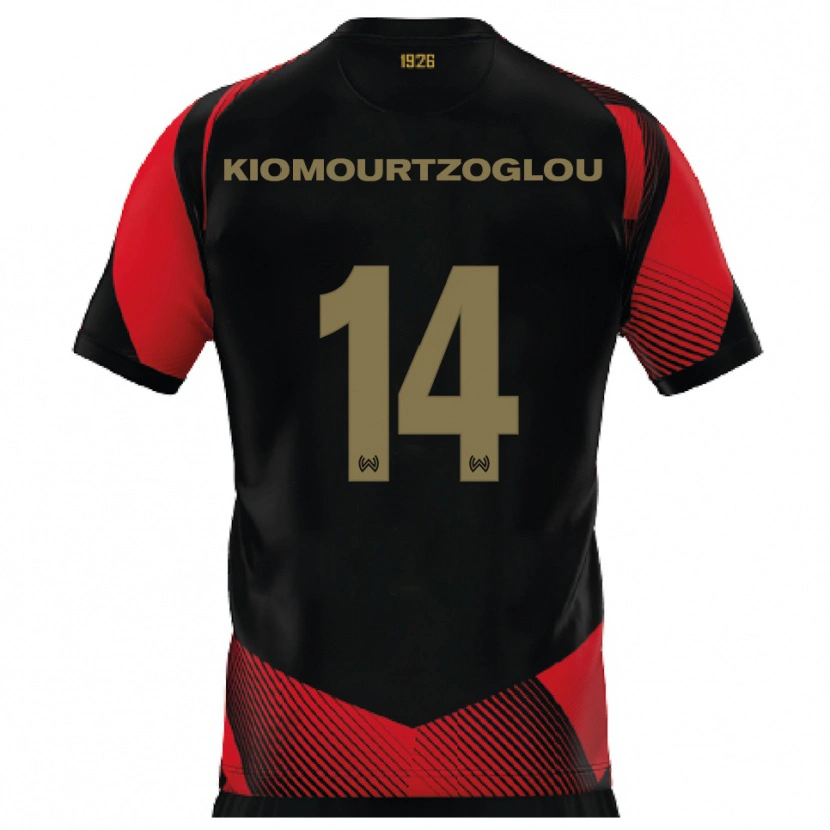 Danxen Kinderen Orestis Kiomourtzoglou #14 Zwart Rood Thuisshirt Thuistenue 2025/26 T-Shirt