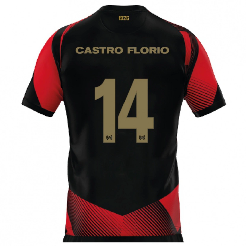 Danxen Kinderen Giancarlo Castro Florio #14 Zwart Rood Thuisshirt Thuistenue 2025/26 T-Shirt