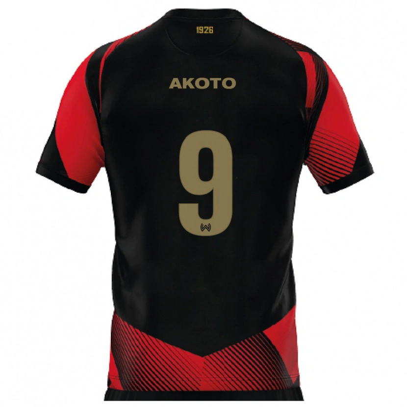 Danxen Kinderen Theophilus Akoto #9 Zwart Rood Thuisshirt Thuistenue 2025/26 T-Shirt