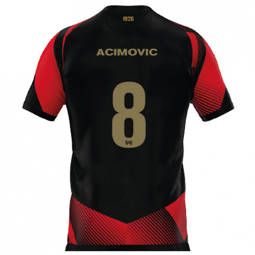 Danxen Kinderen Andrija Acimovic #8 Zwart Rood Thuisshirt Thuistenue 2025/26 T-Shirt