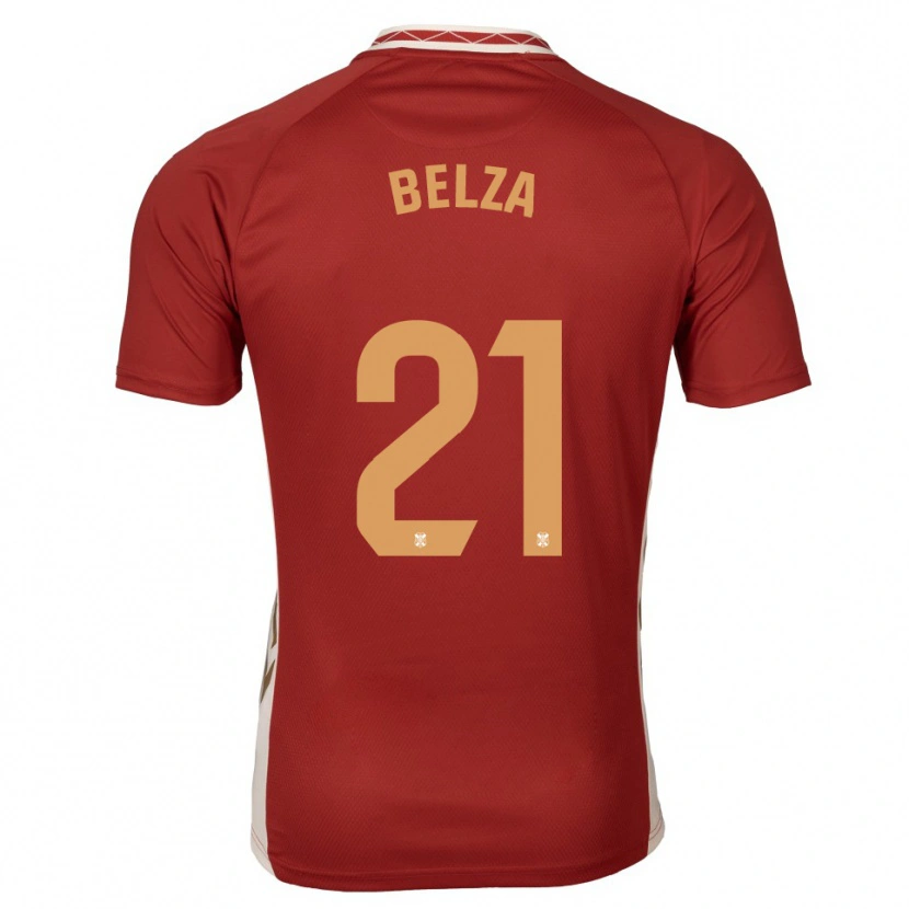 Danxen Kinderen Jesús Belza #21 Bordeaux Goud Uitshirt Uittenue 2025/26 T-Shirt