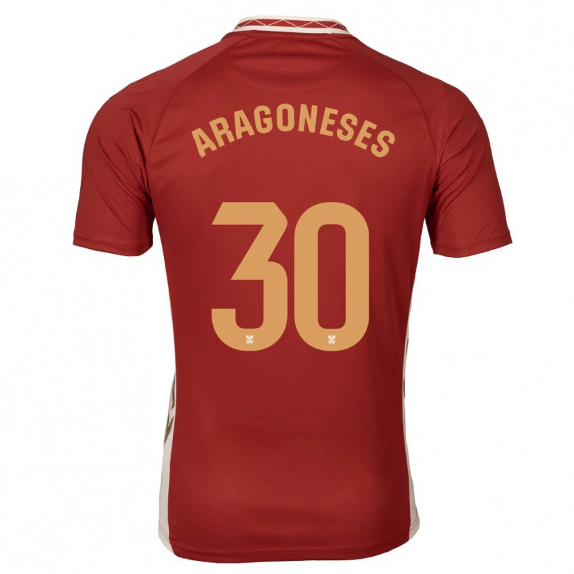 Danxen Kinderen Sergio Aragoneses #30 Bordeaux Goud Uitshirt Uittenue 2025/26 T-Shirt
