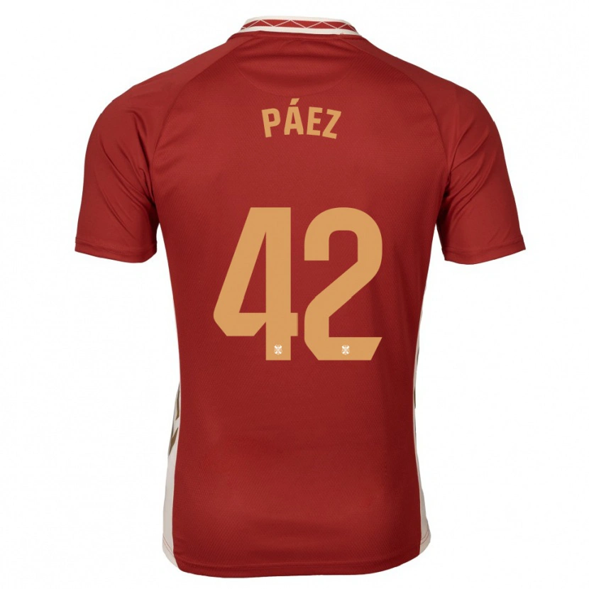 Danxen Kinderen David Páez #42 Bordeaux Goud Uitshirt Uittenue 2025/26 T-Shirt