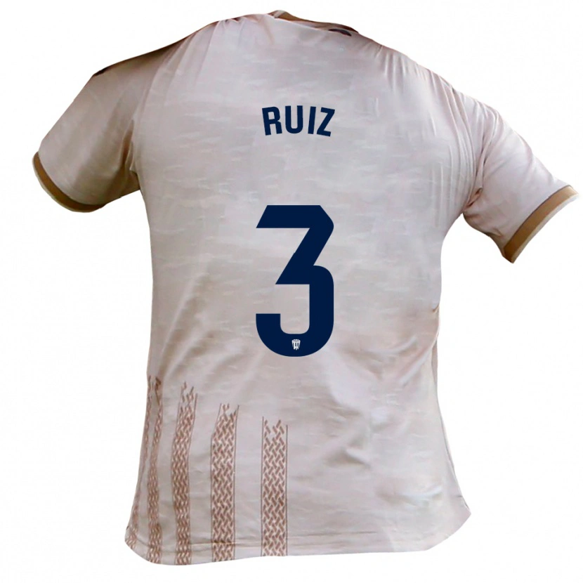 Danxen Kinderen David Ruiz #3 Gebroken Wit Bruin Uitshirt Uittenue 2025/26 T-Shirt