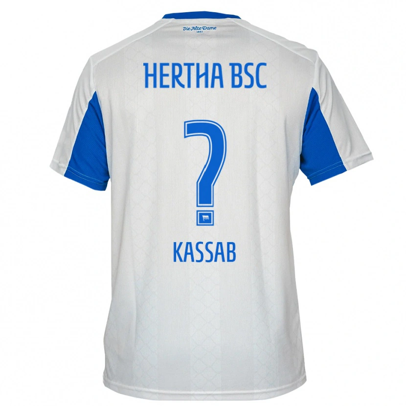 Danxen Kinderen Hassan Kassab #0 Wit Blauw Uitshirt Uittenue 2025/26 T-Shirt