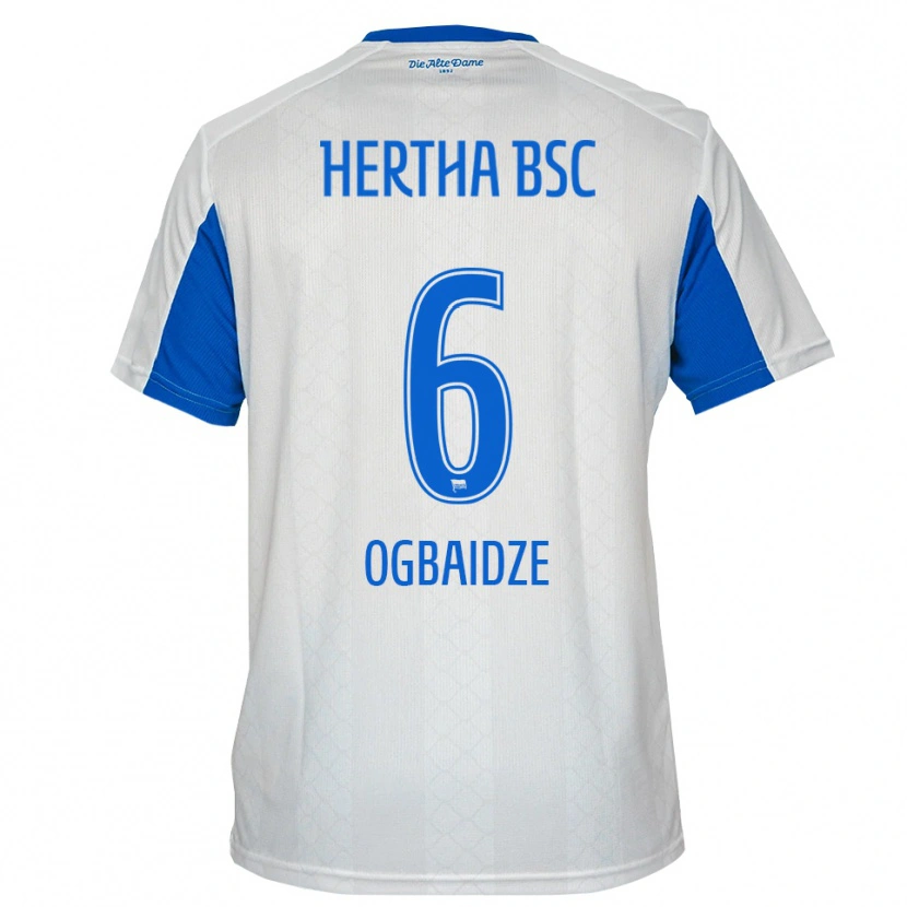 Danxen Kinderen Shalva Ogbaidze #6 Wit Blauw Uitshirt Uittenue 2025/26 T-Shirt