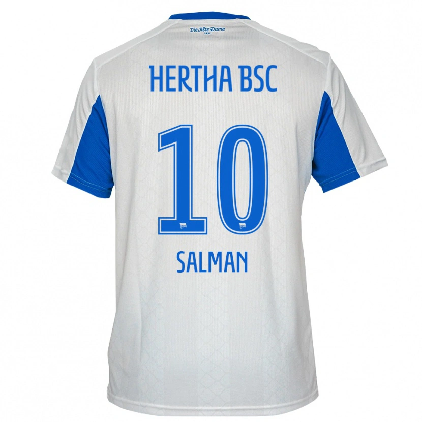 Danxen Kinderen Ali Salman #10 Wit Blauw Uitshirt Uittenue 2025/26 T-Shirt