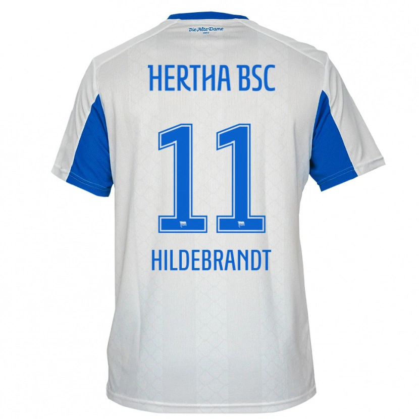Danxen Kinderen Niklas Hildebrandt #11 Wit Blauw Uitshirt Uittenue 2025/26 T-Shirt