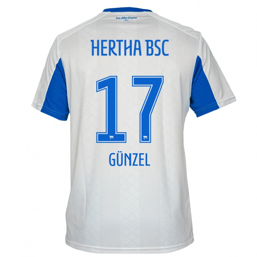 Danxen Kinderen Maximilian Günzel #17 Wit Blauw Uitshirt Uittenue 2025/26 T-Shirt