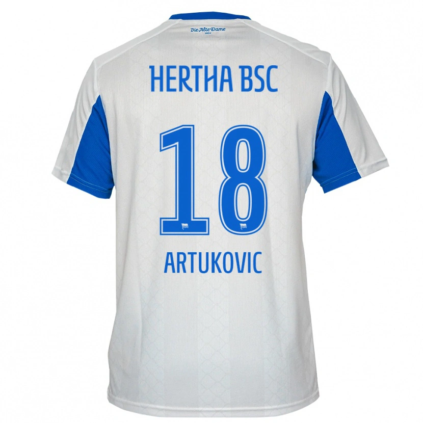 Danxen Kinderen Ardian Artukovic #18 Wit Blauw Uitshirt Uittenue 2025/26 T-Shirt
