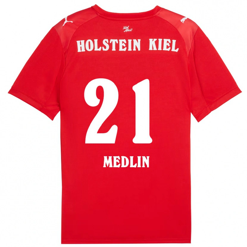 Danxen Kinderen Caspar Medlin #21 Rood Blauw Uitshirt Uittenue 2025/26 T-Shirt