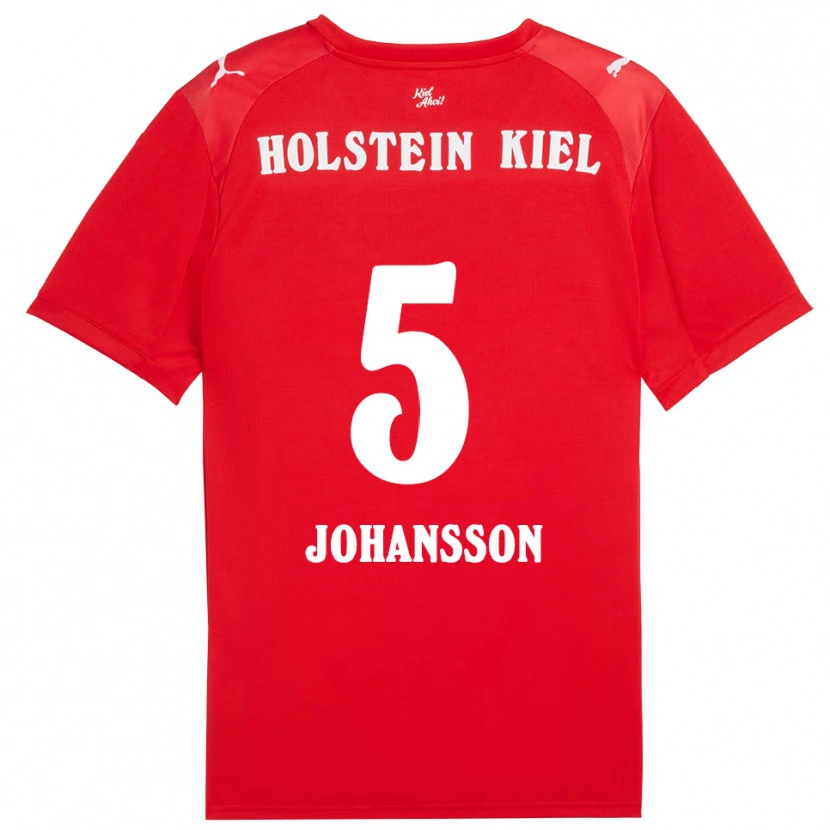 Danxen Kinderen Carl Johansson #5 Rood Blauw Uitshirt Uittenue 2025/26 T-Shirt
