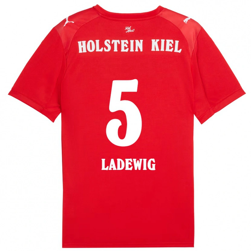Danxen Kinderen Lönne Ladewig #5 Rood Blauw Uitshirt Uittenue 2025/26 T-Shirt