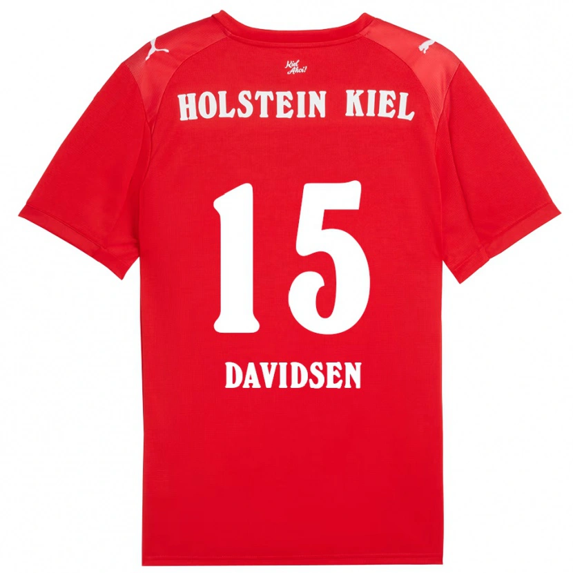 Danxen Kinderen Kasper Davidsen #15 Rood Blauw Uitshirt Uittenue 2025/26 T-Shirt