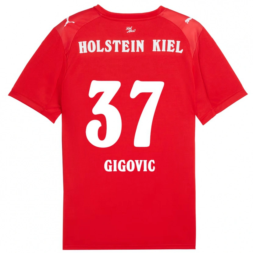 Danxen Kinderen Armin Gigovic #37 Rood Blauw Uitshirt Uittenue 2025/26 T-Shirt