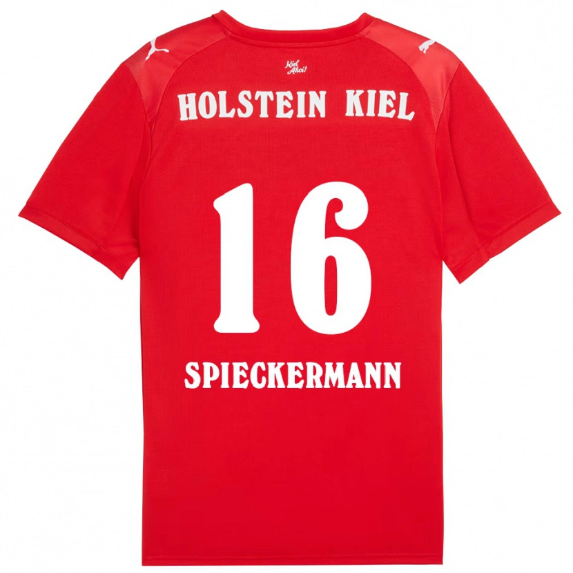 Danxen Kinderen Tim Spieckermann #16 Rood Blauw Uitshirt Uittenue 2025/26 T-Shirt