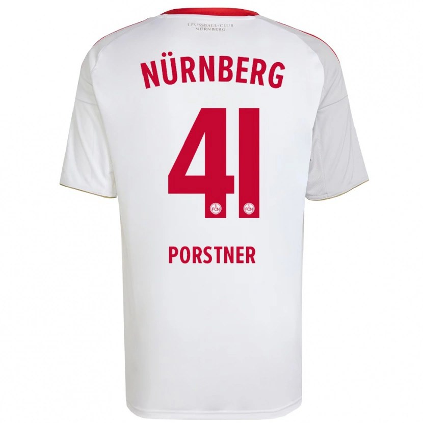 Danxen Kinderen Eric Porstner #41 Wit Rood Uitshirt Uittenue 2025/26 T-Shirt