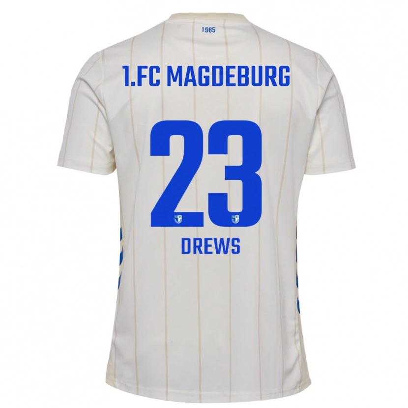 Danxen Kinderen Adrian Drews #23 Wit Blauw Uitshirt Uittenue 2025/26 T-Shirt