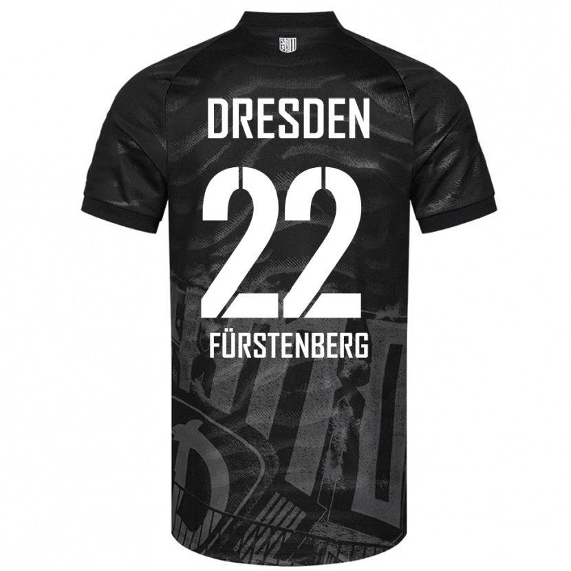 Danxen Kinderen Mattis Fürstenberg #22 Zwart Grijs Uitshirt Uittenue 2025/26 T-Shirt