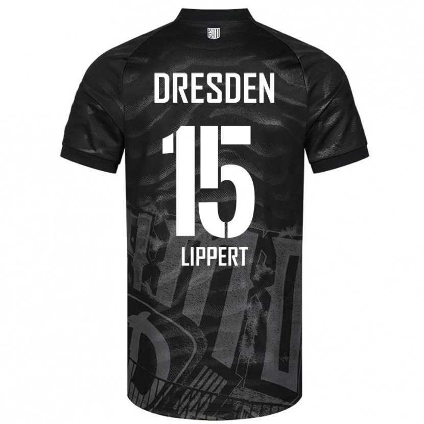Danxen Kinderen Marlon Lippert #15 Zwart Grijs Uitshirt Uittenue 2025/26 T-Shirt