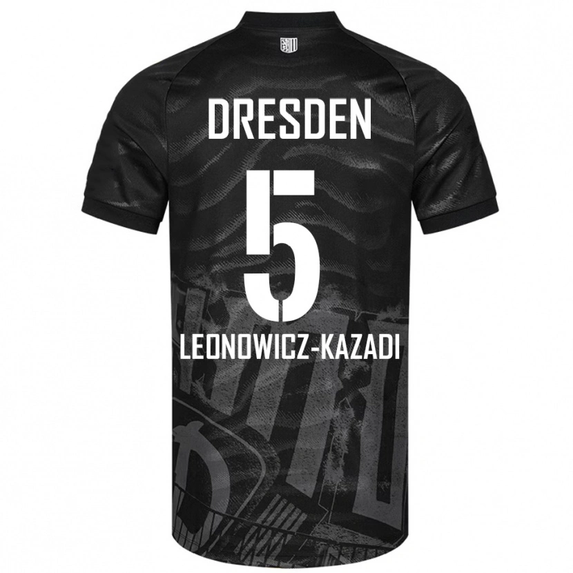 Danxen Kinderen Jonathan Leonowicz-Kazadi #5 Zwart Grijs Uitshirt Uittenue 2025/26 T-Shirt