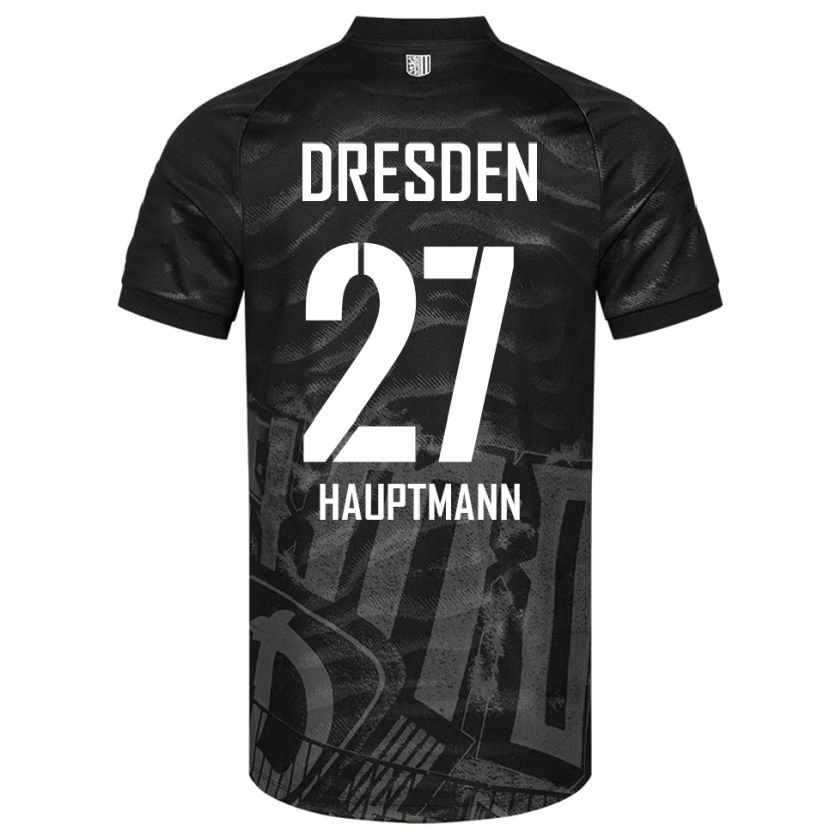 Danxen Kinderen Niklas Hauptmann #27 Zwart Grijs Uitshirt Uittenue 2025/26 T-Shirt