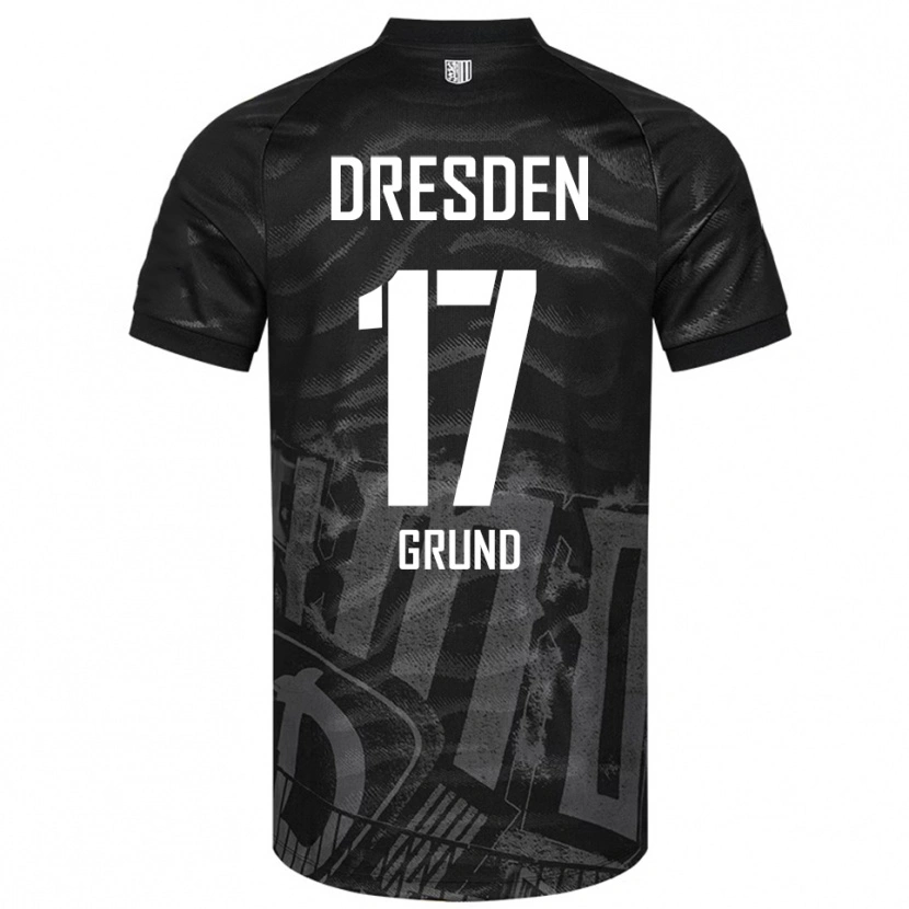 Danxen Kinderen Yanic Grund #17 Zwart Grijs Uitshirt Uittenue 2025/26 T-Shirt