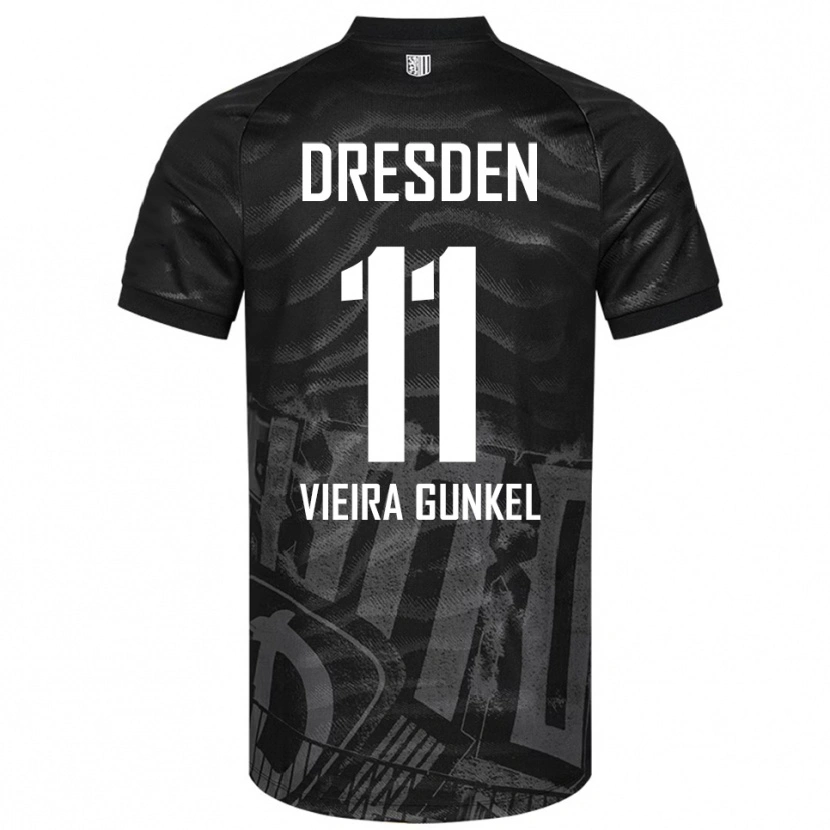 Danxen Kinderen Joel Vieira Gunkel #11 Zwart Grijs Uitshirt Uittenue 2025/26 T-Shirt