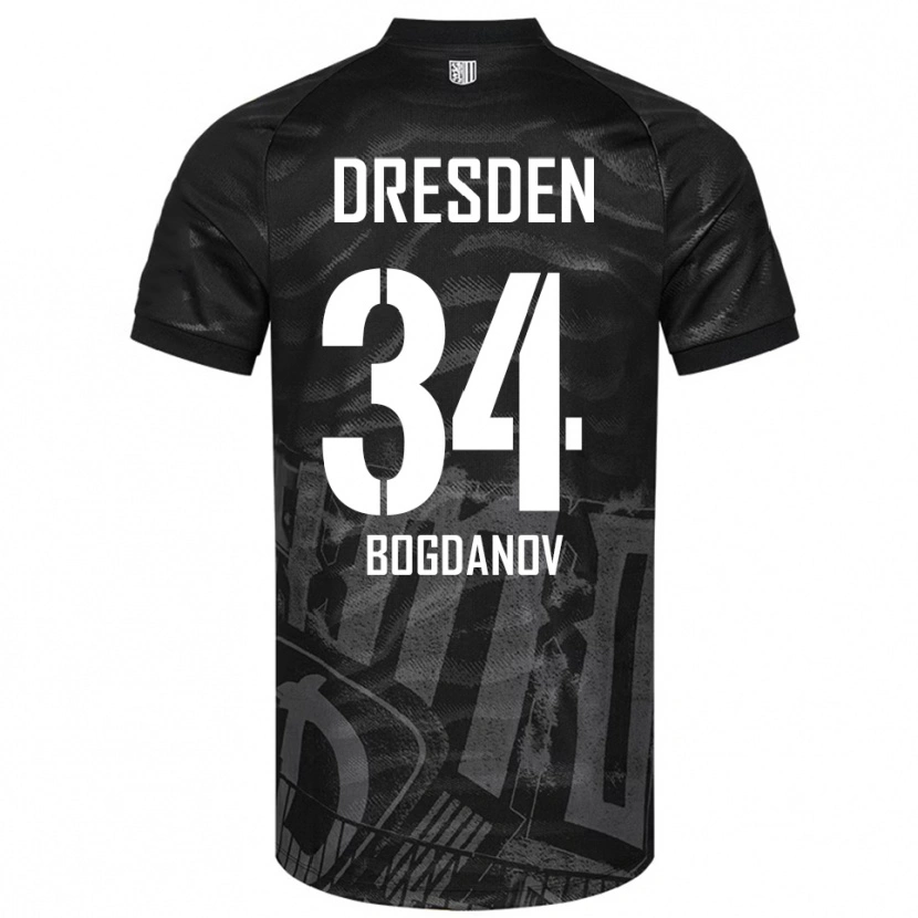 Danxen Kinderen Dmytro Bogdanov #34 Zwart Grijs Uitshirt Uittenue 2025/26 T-Shirt