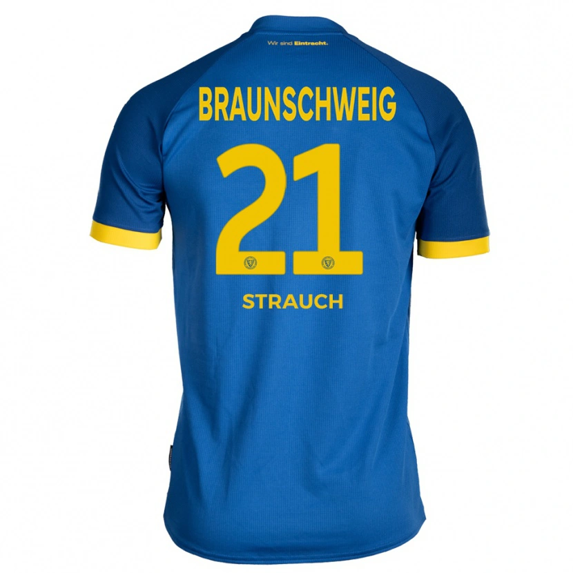 Danxen Kinderen Emil Strauch #21 Koninklijk Blauw Geel Uitshirt Uittenue 2025/26 T-Shirt