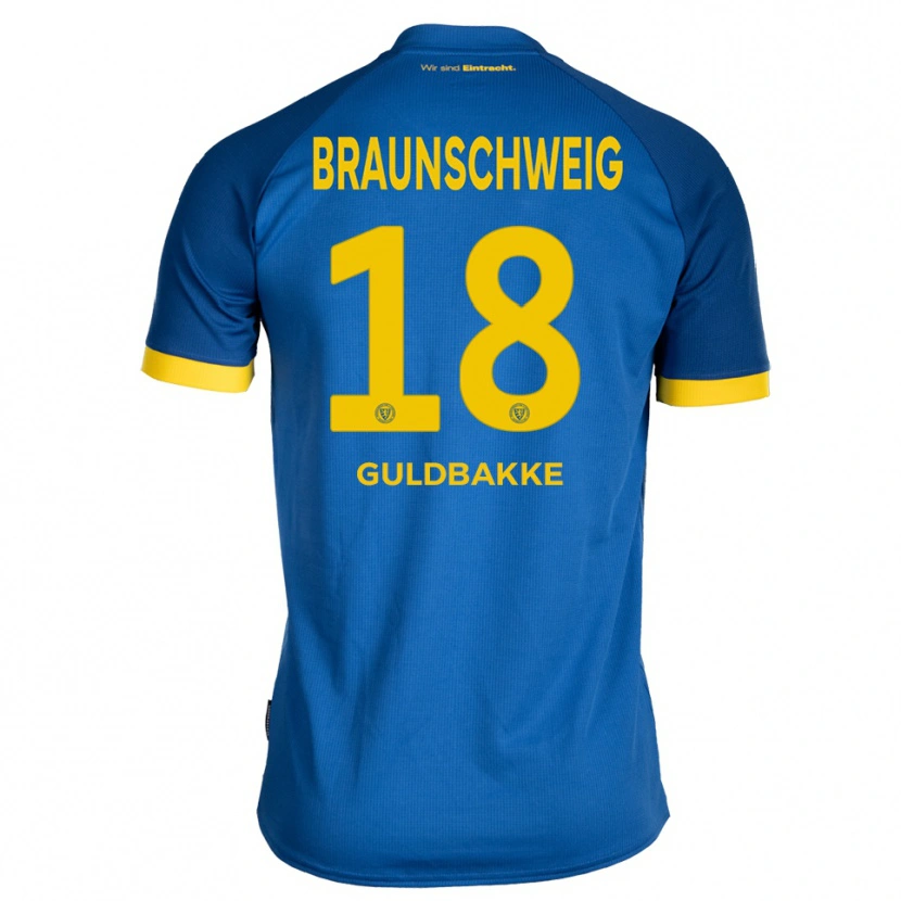 Danxen Kinderen Thorben Guldbakke #18 Koninklijk Blauw Geel Uitshirt Uittenue 2025/26 T-Shirt