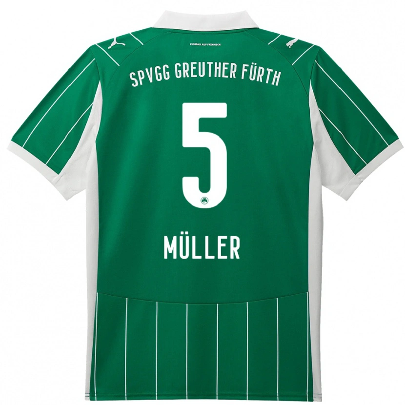 Danxen Kinderen Linus Müller #5 Groen Wit Uitshirt Uittenue 2025/26 T-Shirt