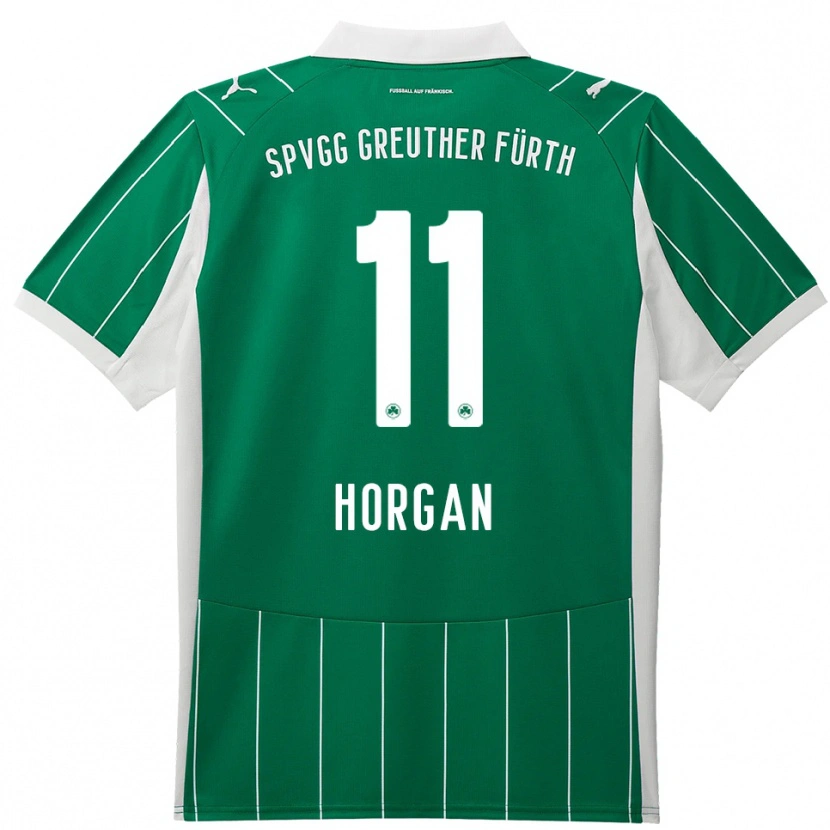 Danxen Kinderen Finn Horgan #11 Groen Wit Uitshirt Uittenue 2025/26 T-Shirt