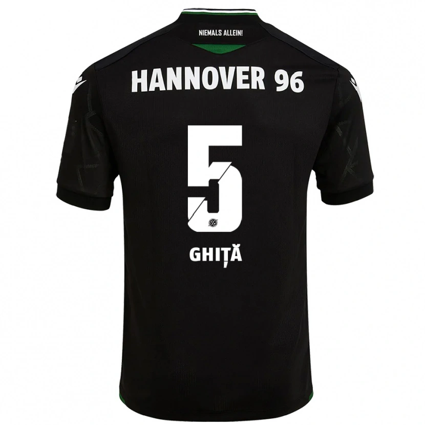 Danxen Kinderen Virgil Ghiță #5 Zwart Groen Uitshirt Uittenue 2025/26 T-Shirt
