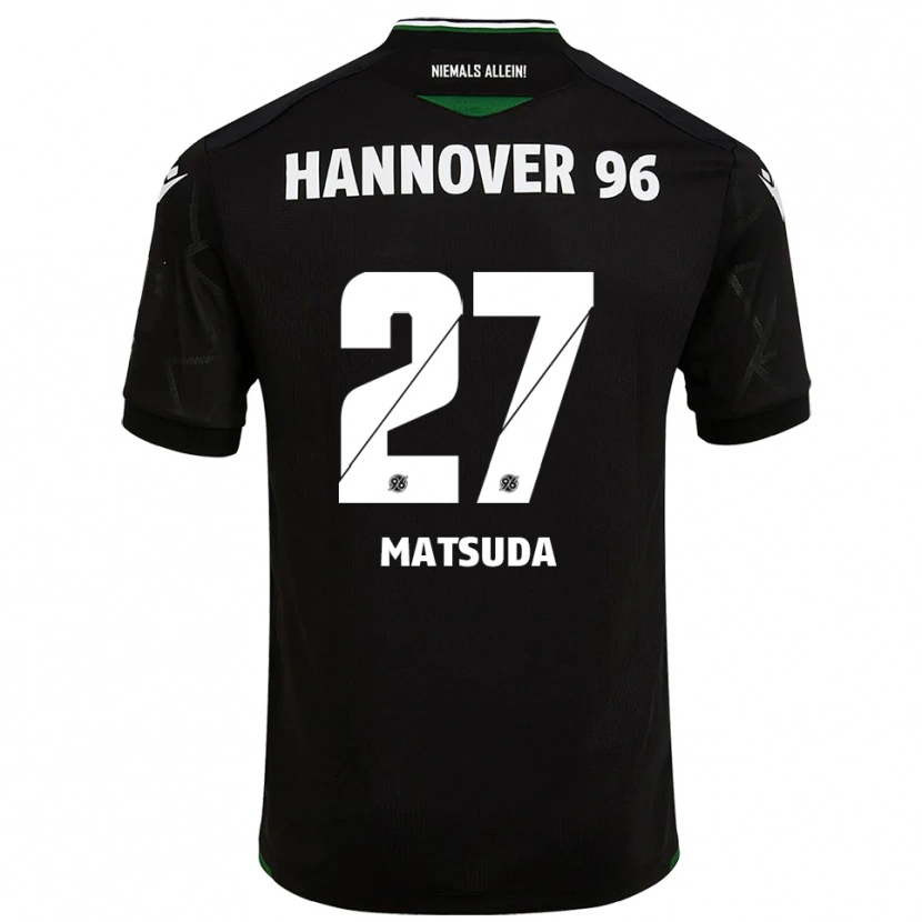 Danxen Kinderen Hayate Matsuda #27 Zwart Groen Uitshirt Uittenue 2025/26 T-Shirt