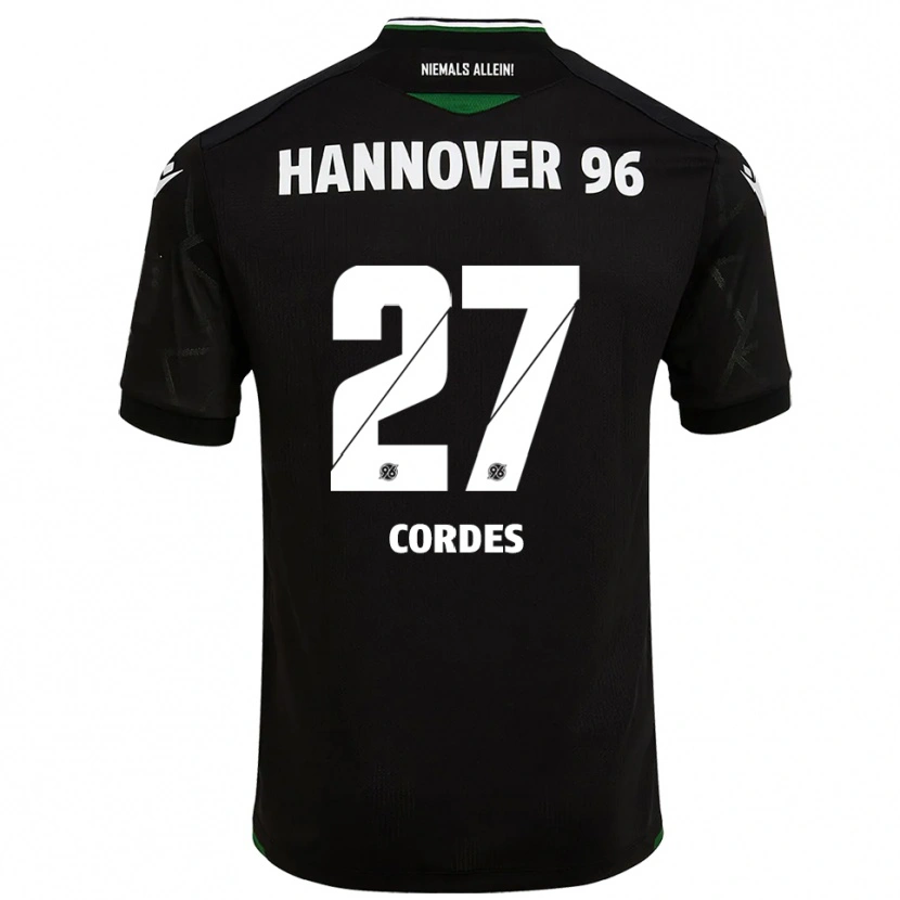 Danxen Kinderen Leticia Cordes #27 Zwart Groen Uitshirt Uittenue 2025/26 T-Shirt
