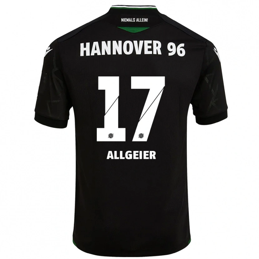 Danxen Kinderen Bastian Allgeier #17 Zwart Groen Uitshirt Uittenue 2025/26 T-Shirt