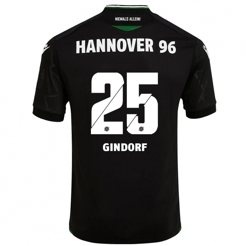 Danxen Kinderen Lars Gindorf #25 Zwart Groen Uitshirt Uittenue 2025/26 T-Shirt