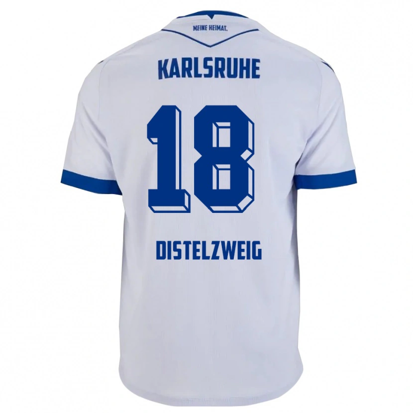 Danxen Kinderen Jakob Distelzweig #18 Wit Blauw Uitshirt Uittenue 2025/26 T-Shirt