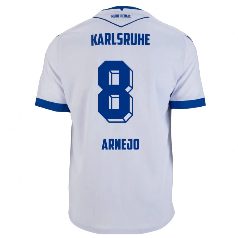Danxen Kinderen Diego Arnejo #8 Wit Blauw Uitshirt Uittenue 2025/26 T-Shirt